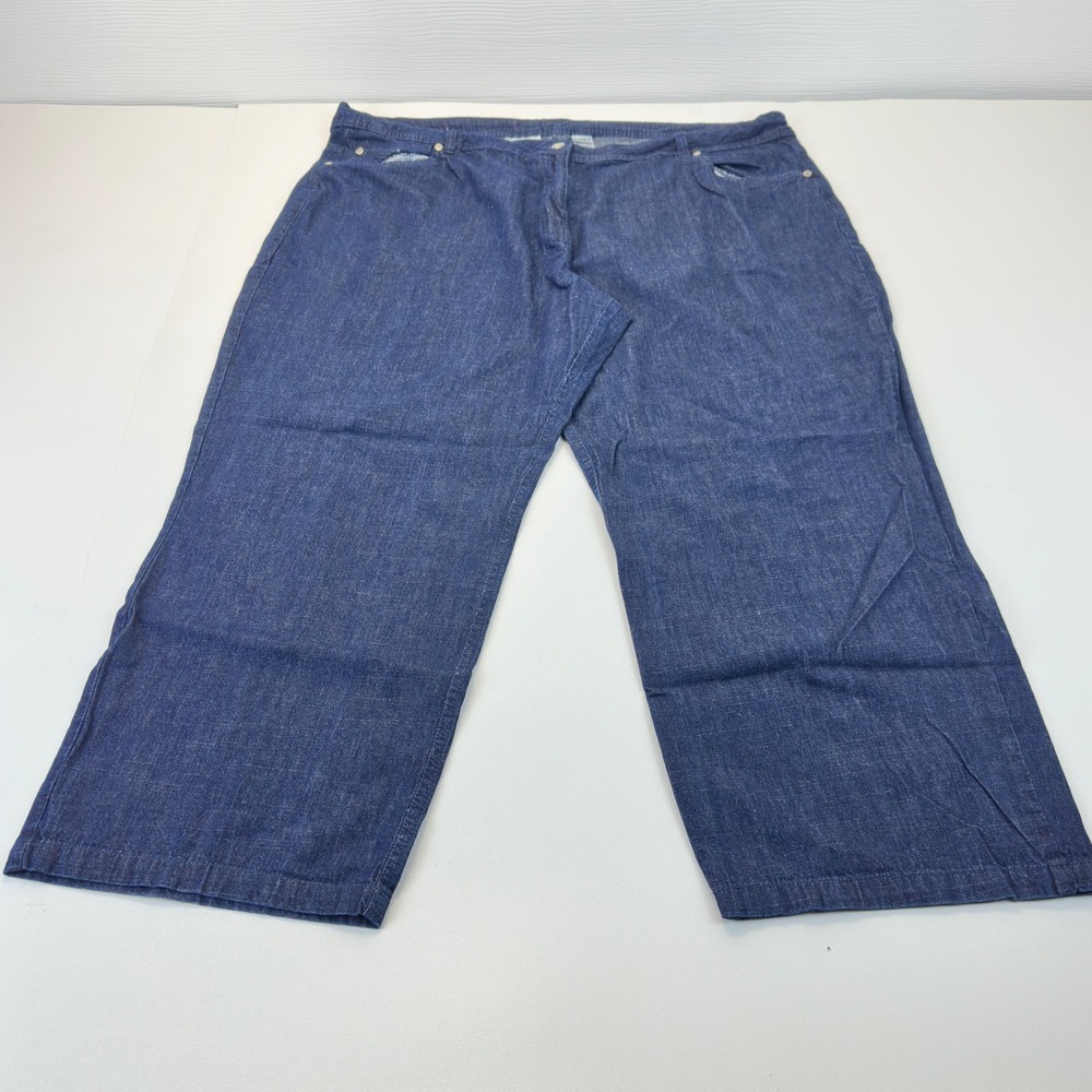 Classic Dark Wash Wide Leg Denim Jeans Plus Size 26W High Rise Blue 31-4765-9